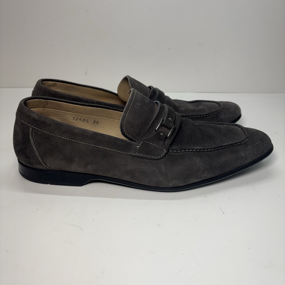 Magnanni‎ Mens Loafers US 6.5 EU 39 Gray Suede Slip On Dress Shoes Luxury Spain